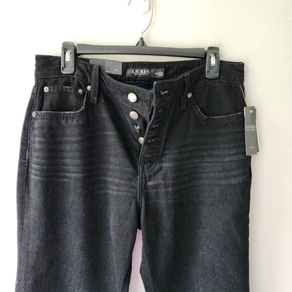 RALPH LAUREN Flare High Rise Jeans | Black, Non-Stretch | 10P, Petite NEW - Picture 3 of 8